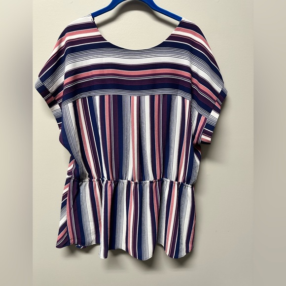 Monteau Striped Peplum Blouse 3x NWT - Picture 4 of 4